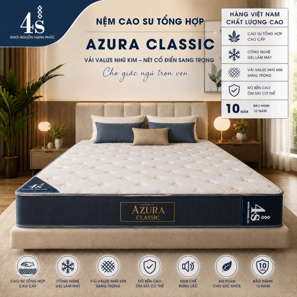 Nệm cao tu tổng hợp Aura Classic Vải Valize nhũ kim Nệm cao su tổng hợp Azura Classic